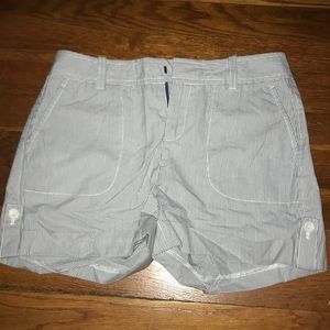 blue and white stripped shorts